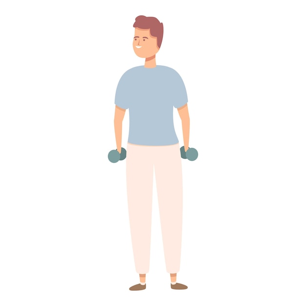 Vector de dibujos animados de icono de niño feliz ejercicio deportivo entrenamiento activo