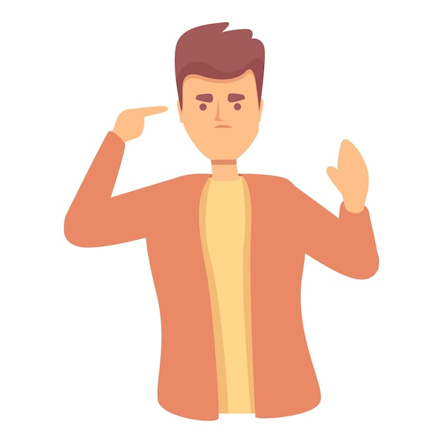 Vector de dibujos animados de icono de niño sordo Persona muda Trabajador con discapacidad