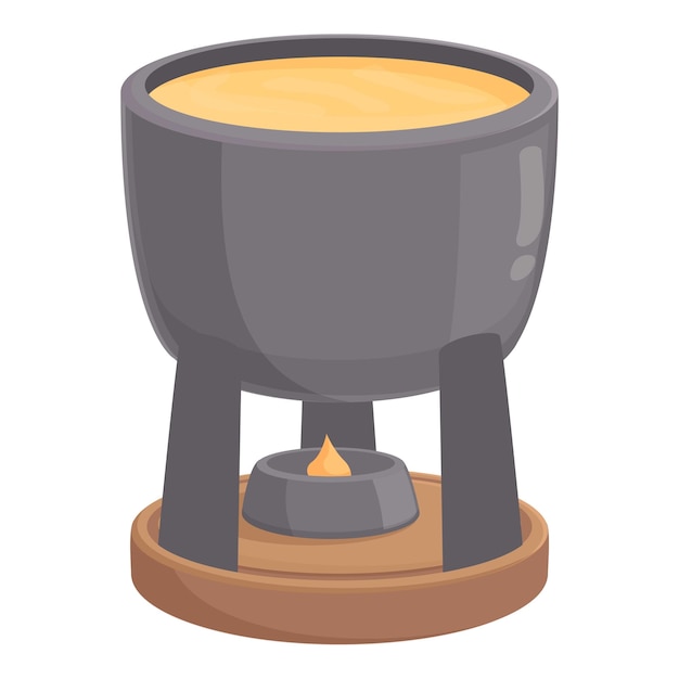 Vector de dibujos animados de icono de olla de fondue Comida de queso Plato de cena