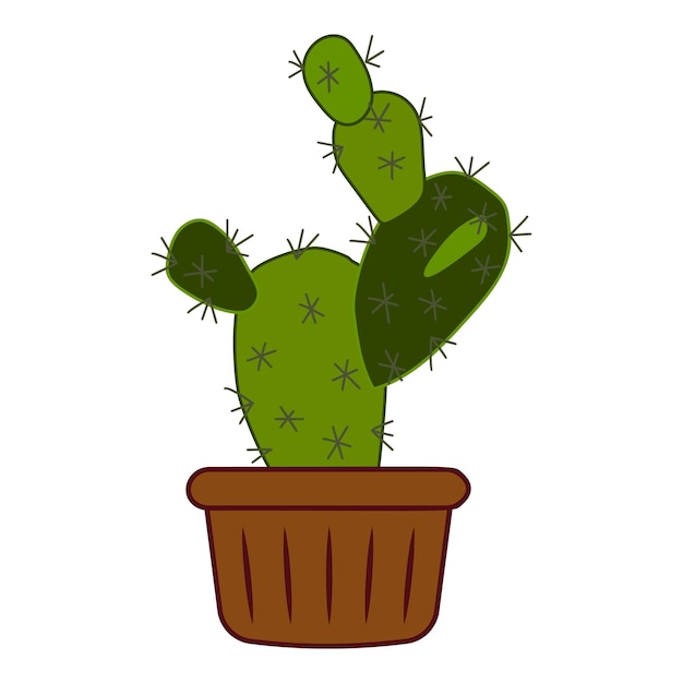 Vector de dibujos animados del icono de la olla de la planta de cactus Ventana de la oficina de cuidado