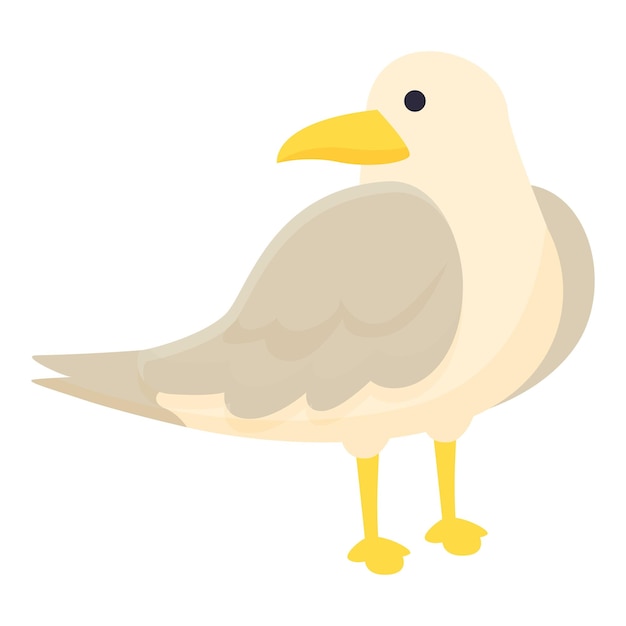 Vector de dibujos animados de icono de pájaro de playa Mosca de mar Mascota del océano