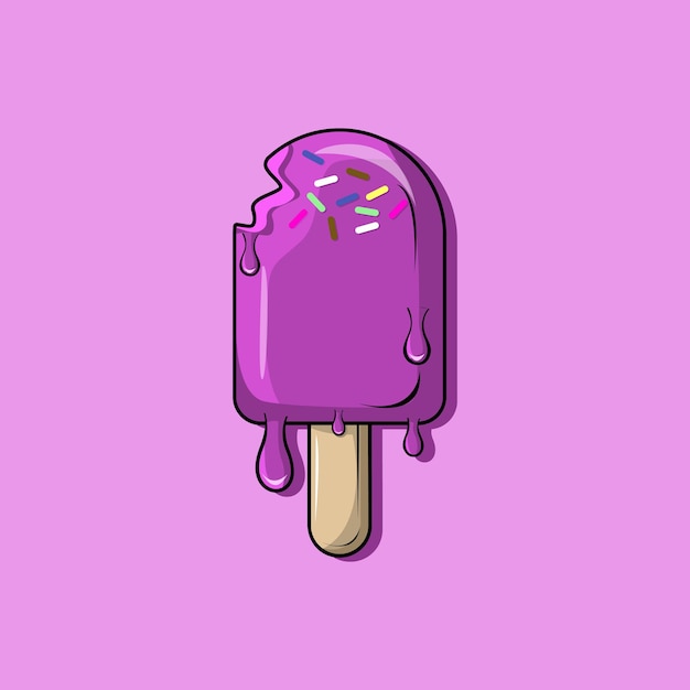 Vector de dibujos animados de icono de palo de helado púrpura de uva