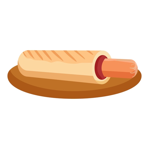 Vector de dibujos animados del icono del perrito caliente francés comida rápida