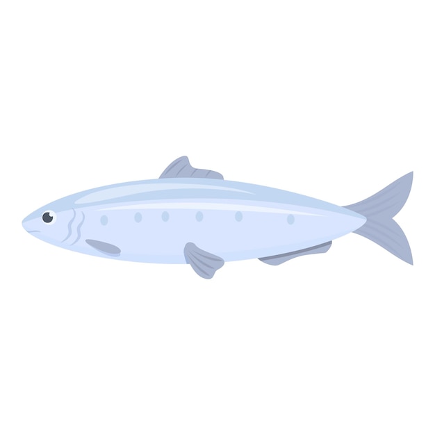 Vector vector de dibujos animados de icono de pez sardina comida del océano conserva de mano