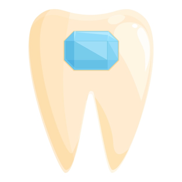 Vector de dibujos animados de icono de piedra preciosa de diente Piedra preciosa Sonrisa de cuidado