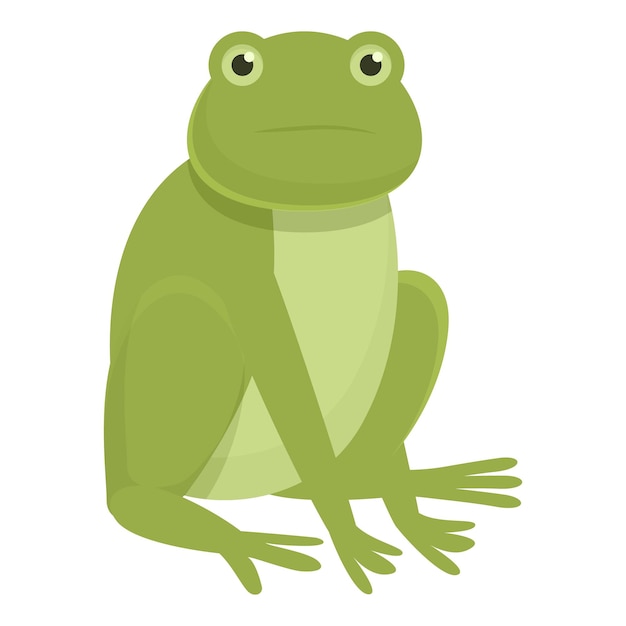 Vector de dibujos animados de icono de rana triste Lindo animal de salto verde