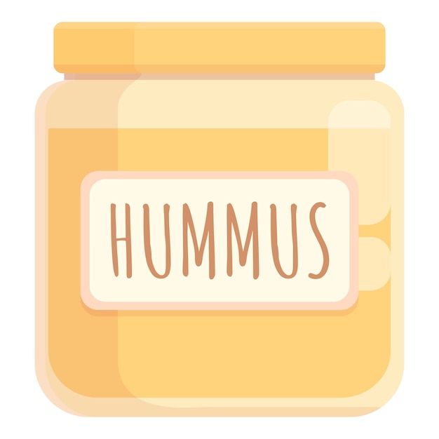 Vector vector de dibujos animados de icono de tarro de hummus pan de pita pasta comida