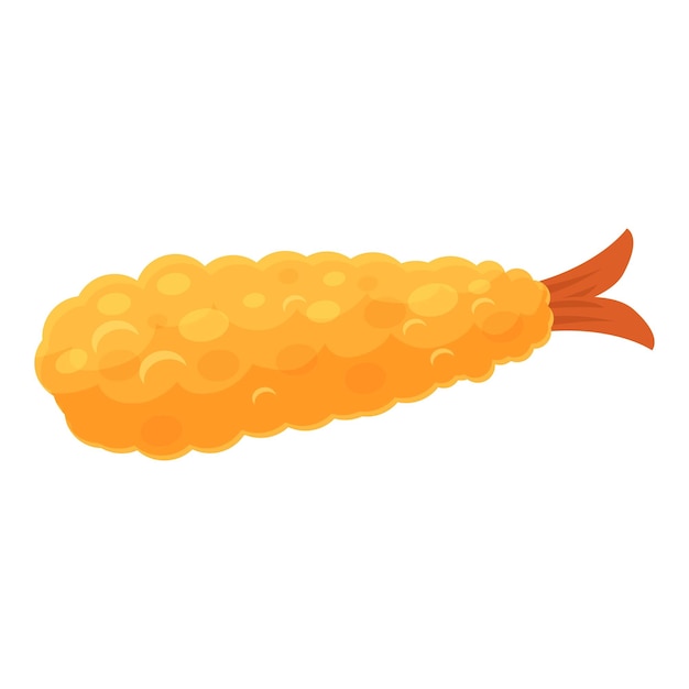 Vector de dibujos animados de icono de tempura crujiente Camarones fritos Plato de gambas