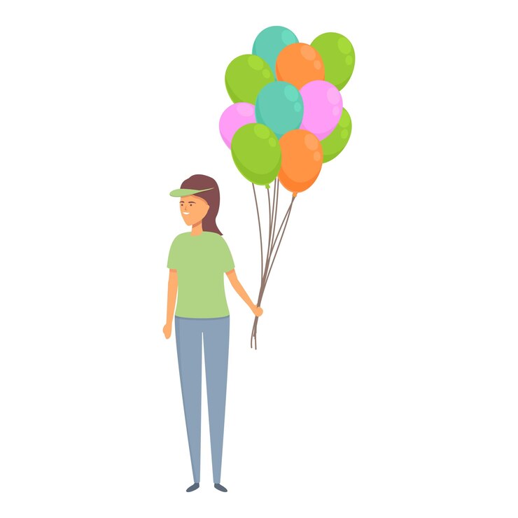Vector vector de dibujos animados de icono de venta de globos de verano vendedor ambulante vender tienda