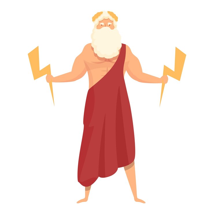 Vector de dibujos animados de icono de Zeus dios griego la antigua Grecia