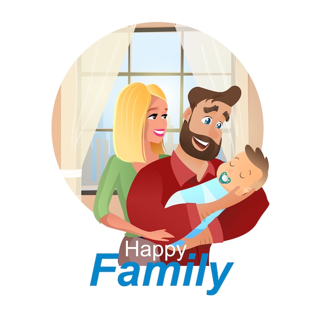 Vector de dibujos animados ilustración concepto familia feliz