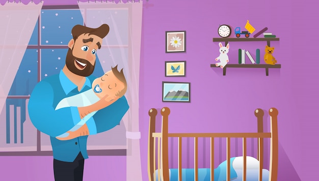 Vector de dibujos animados ilustración concepto feliz padre