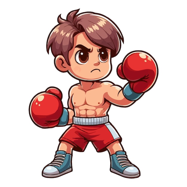 Vector vector de dibujos animados ilustración de un niño boxeador