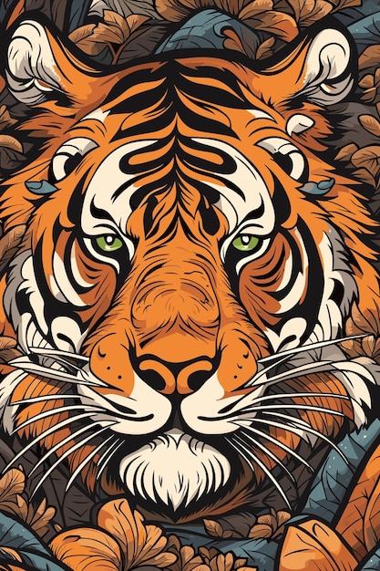 Vector de dibujos animados de ilustraciones de cabeza de tigre