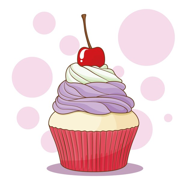 Vector de dibujos animados con ilustraciones de pasteles de cereza