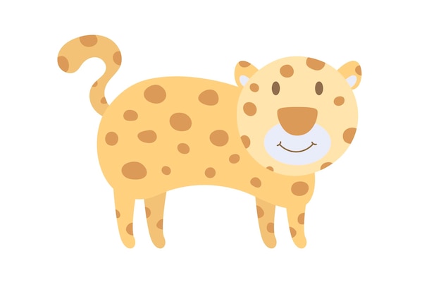 Vector de dibujos animados leopardo Animal africano divertido tipo leopardo Divertido lindo personaje Adorable pequeño animal africano para niños de impresión de moda usar diseño de tarjeta de felicitación de invitación de cartel de vivero