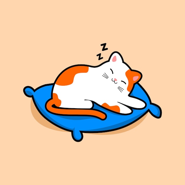 vector de dibujos animados lindo gato durmiente