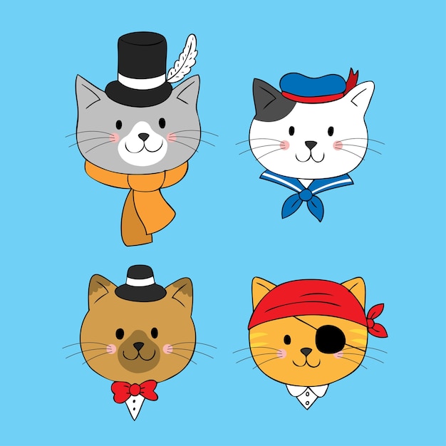 Vector vector de dibujos animados lindo gato de moda.