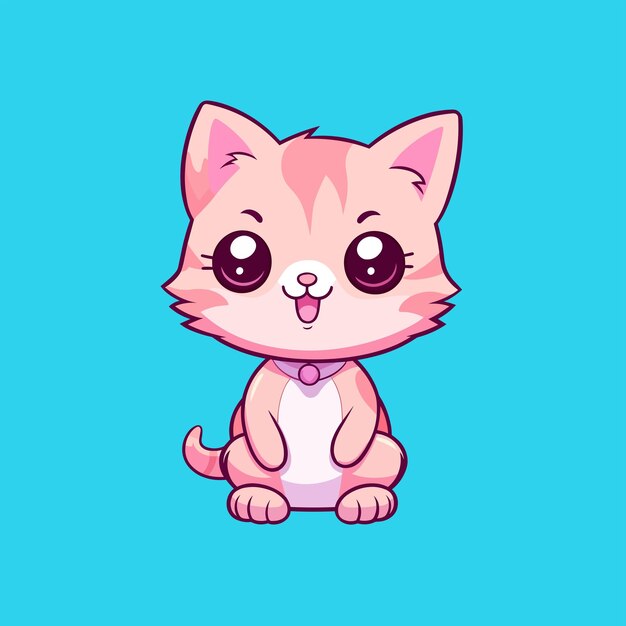 Vector de dibujos animados lindo gato rosa