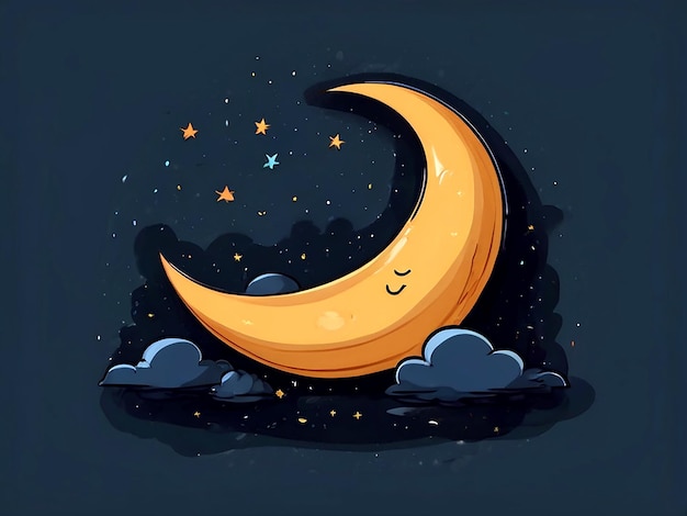 Vector vector dibujos animados lindo luna media en una gorra para dormir vector aislado dibujos dibujos aislados