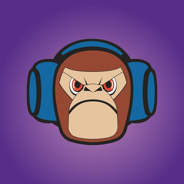 Vector vector de dibujos animados lindo monkeygorillaboy escuchando música