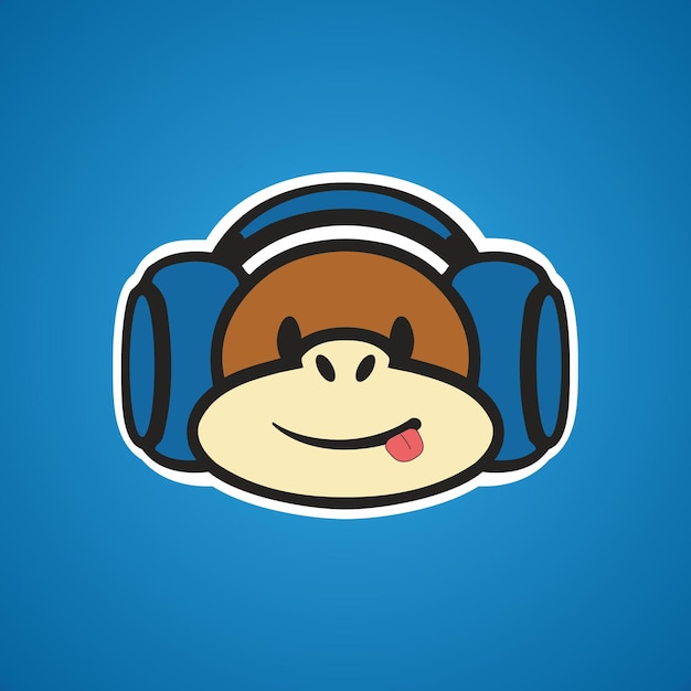Vector de dibujos animados lindo monkeygorillaboy escuchando música