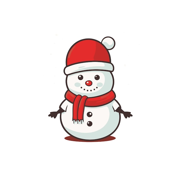 Vector de dibujos animados lindo muñeco de nieve Navidad ilustración