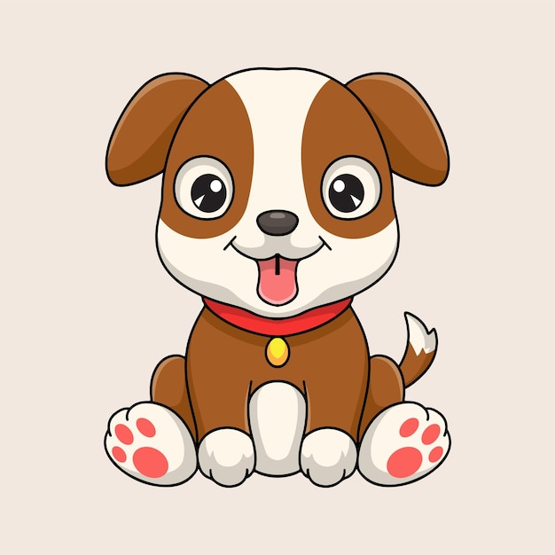 Vector de dibujos animados lindo pequeño perro sentado