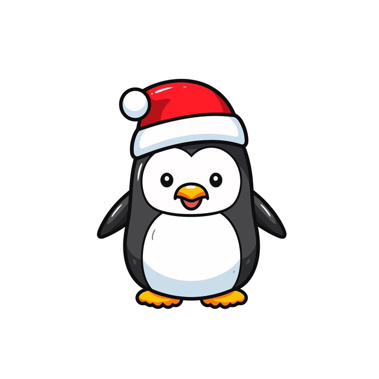 Vector vector de dibujos animados lindo pingüino navidad ilustración