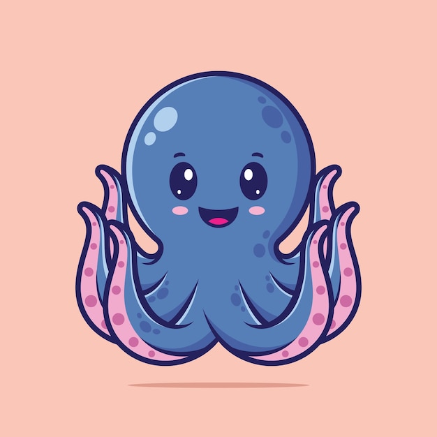 Vector de dibujos animados lindo pulpo