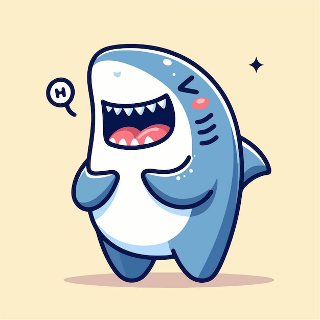 vector de dibujos animados lindo tiburón de pie y feliz
