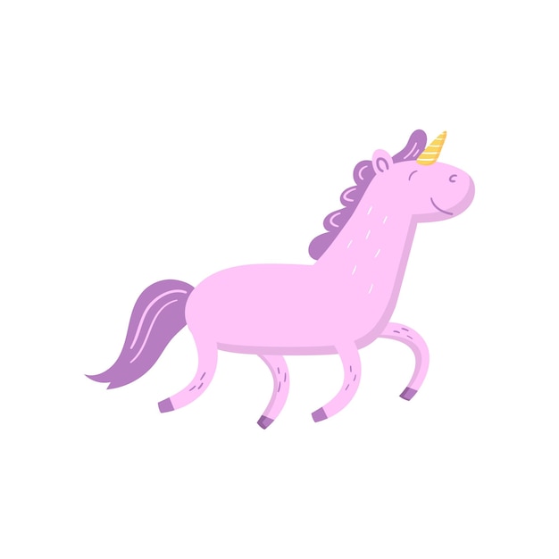 Vector de dibujos animados lindo unicornio mágico ilustración sobre un fondo blanco