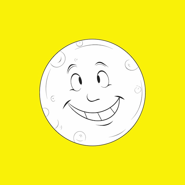 Vector de dibujos animados de una luna sonriente en amarillo