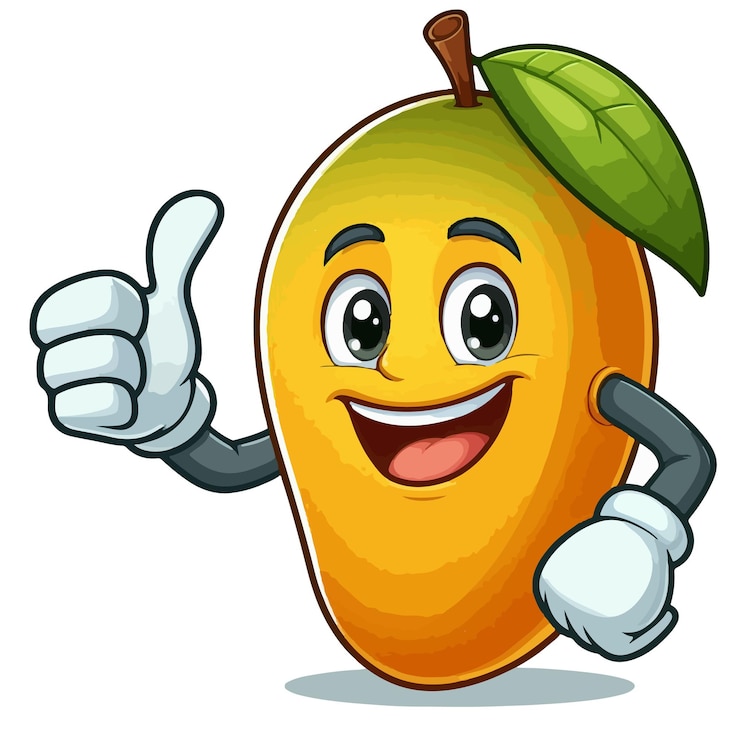 Vector vector de dibujos animados de mango en fondo blanco