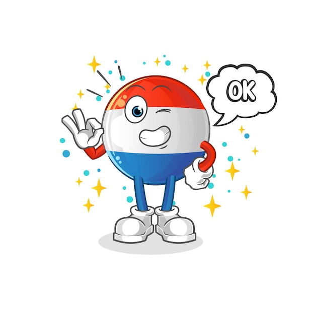 Vector de dibujos animados de mascota de acuerdo de bandera holandesa