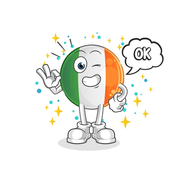 Vector de dibujos animados de mascota de acuerdo de bandera irlandesa