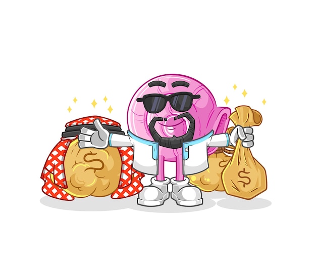 Vector de dibujos animados de mascota árabe rico Shell