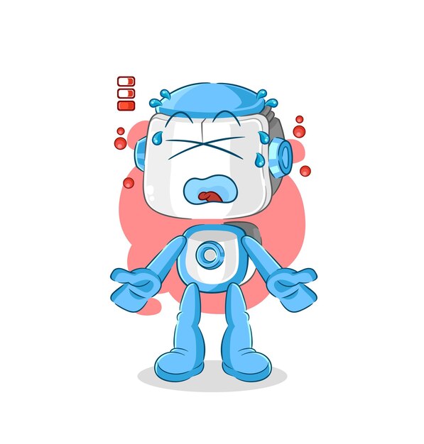 Vector de dibujos animados de mascota de batería baja de robot humanoide