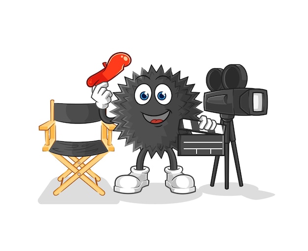 Vector de dibujos animados de mascota de director de erizo de mar