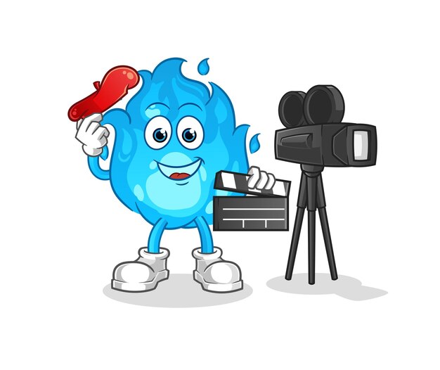 Vector de dibujos animados de mascota de director de fuego azul