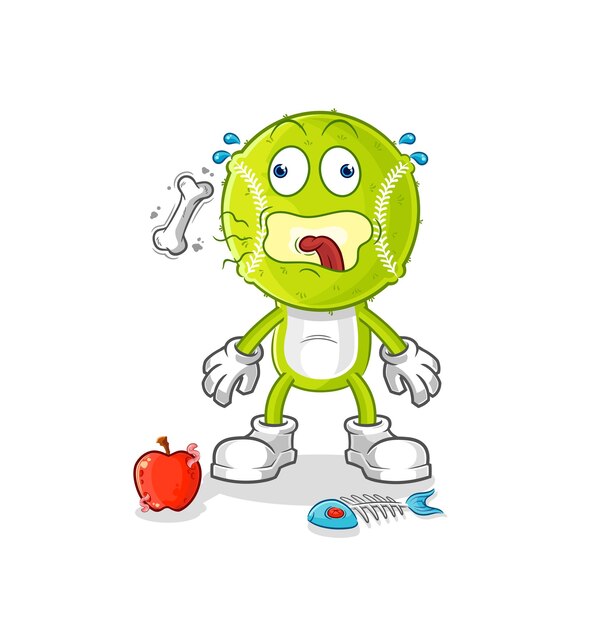 Vector de dibujos animados de mascota de eructo de pelota de tenis