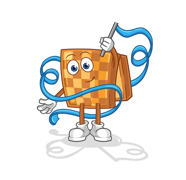 Vector de dibujos animados de mascota de gimnasia rítmica de ajedrez de madera