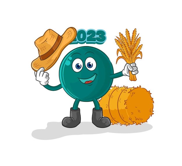 vector de dibujos animados de mascota de granjero 2023