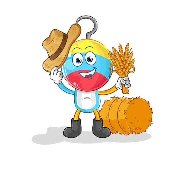 Vector de dibujos animados de mascota de granjero de cebo de pesca