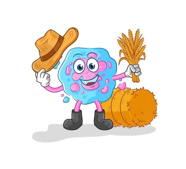 Vector de dibujos animados de mascota de granjero celular