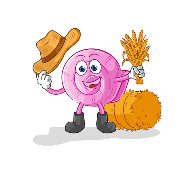Vector de dibujos animados de mascota de granjero de concha