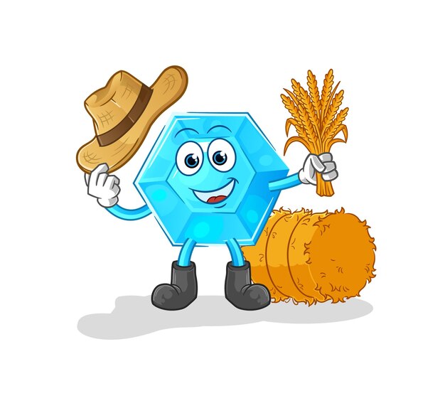 Vector de dibujos animados de mascota de granjero de diamante