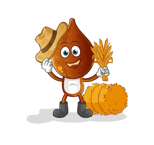 Vector de dibujos animados de mascota de granjero de dibujos animados de cabeza de fruta de serpiente