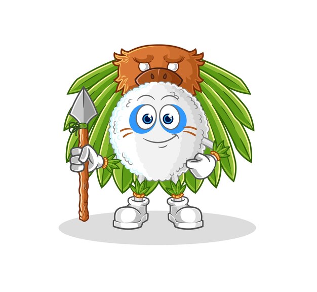 Vector de dibujos animados de mascota de hombre tribal de sangre blanca