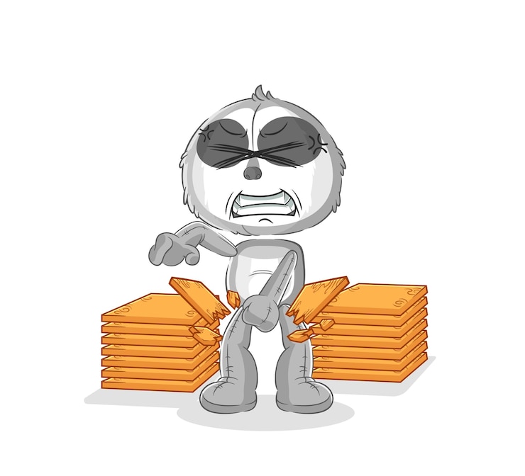 Vector vector de dibujos animados de mascota de karate perezoso